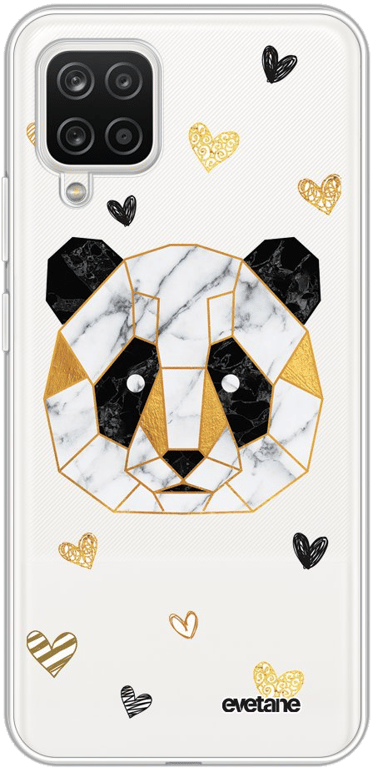 Evetane Coque Samsung Galaxy A12 souple transparente Motif Panda Géométrique
