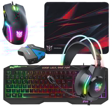Pack Gamer Fury Extreme avec Clavier Souris Casque Convertisseur et Tapis