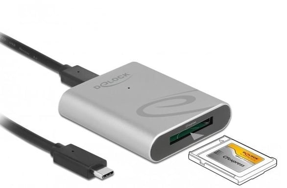 Lettore di schede DeLOCK USB Type-C con custodia in alluminio per schede di memoria CFexpress