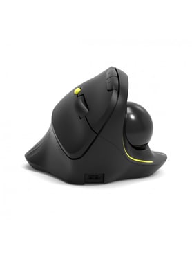 Port Connect Ratón ergonómico con USB-A / USB-C 2,4 Ghz inalámbrico recargable Bluetooth bola direccional Negro