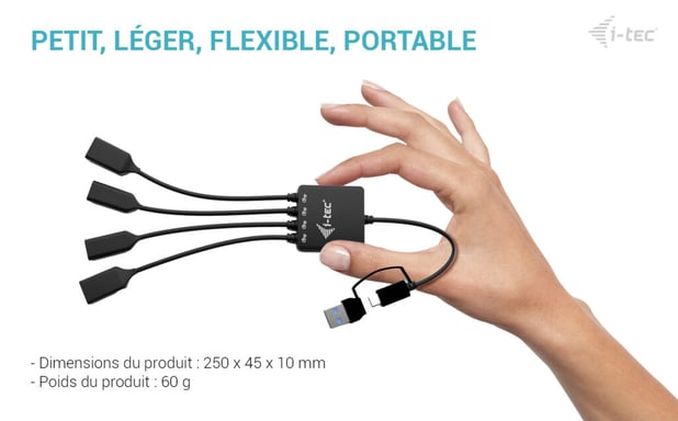 i-tec USB-C/USB-A Hub de 4 puertos (2x USB-C, 2x USB-A)