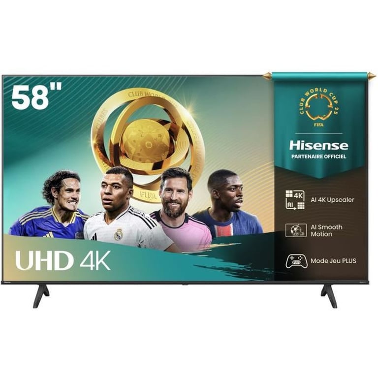 58A6Q - TV LED 55 (139 cm) - 4K UHD 3840x2160 - HDR10+ - TV connecté - 4xHDMI 2.1 - WiFi - Neuf