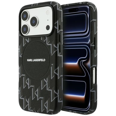 Étui Karl Lagerfeld Monogram Logo MagSafe pour iPhone 17 Pro Max, noir