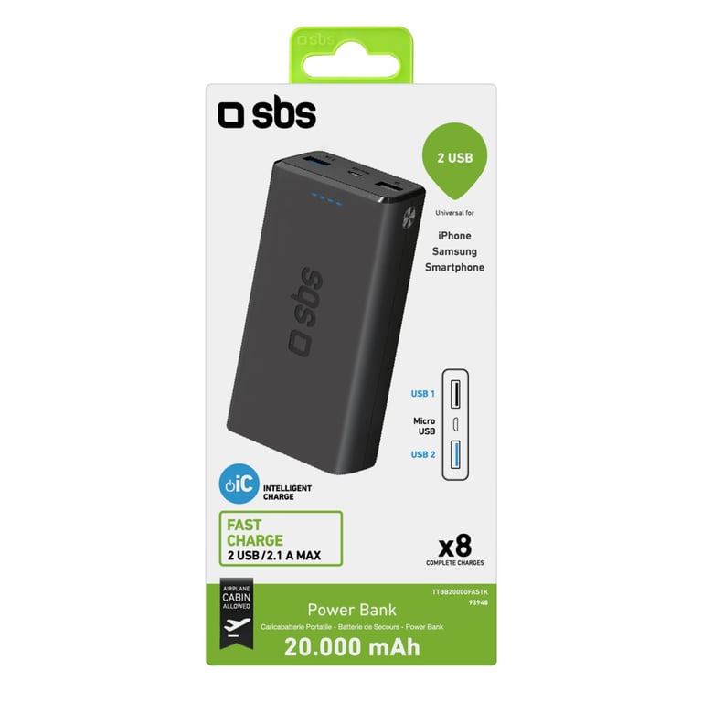 SBS TTBB20000FASTK banque d'alimentation électrique Lithium Polymère LiPo 20000 mAh Neuf - vue 2