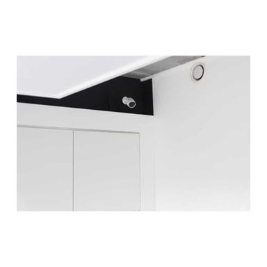Caméra factice CHACON en aluminium Blanc, style bullet, indicateur LED bleu visible, fixation mur/plafond réglable