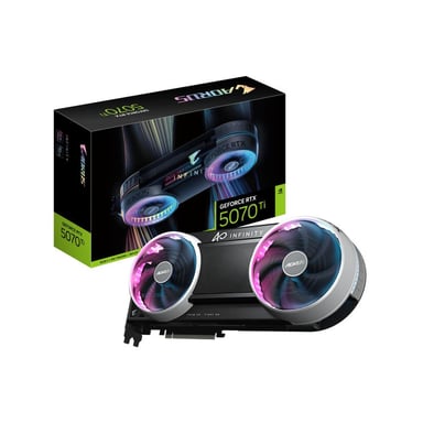 Carte graphique GIGABYTE AORUS GeForce RTX 5070 Ti INFINITY 16G WINDFORCE 3X, 16 Go GDDR7, HDMI 2.1b + 3x DP 2.1b, Noir/Gris