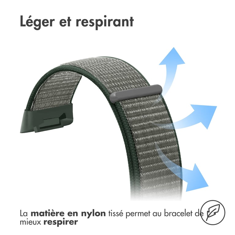 imoshion Bracelet en nylon pour Fitbit Charge 5 - Taille L - Gris foncé - Neuf