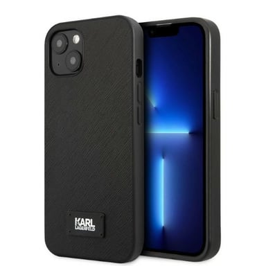 Étui Karl Lagerfeld Saffiano Plaque pour iPhone 13, noir
