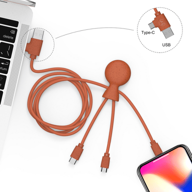 Câble Multi-Connecteurs En Plastique Recyclé Mr Bio Long 1M Xoopar Orange