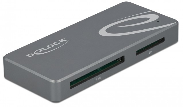 Lettore di schede DeLOCK USB Type-C per schede di memoria CFast e SD + Hub USB con porta Type-A e USB Type-C