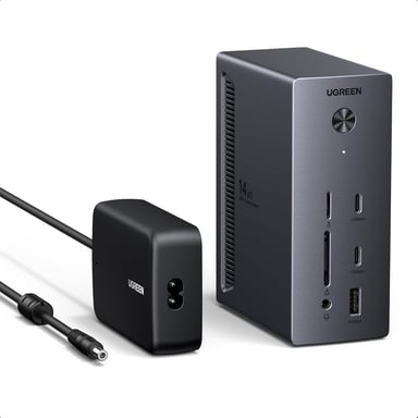 Revodok Pro Docking Station USB C 2 DisplayPort 4K 120Hz y 1 HDMI 4K 60Hz Triple Pantalla Extensión 14 en 1 Hub Estación de Acogida con Multi USB 10Gbps Ethernet Gigabit 100W PD Carga SD TF 3.5mm