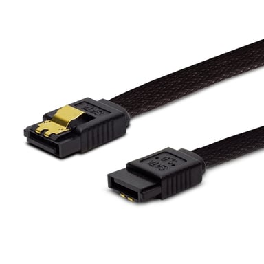 Savio GAK-06 Kabel SATA III 50cm, oplot czarny, prosty, zote zatrzaski cable de SATA 0,5 m Negro