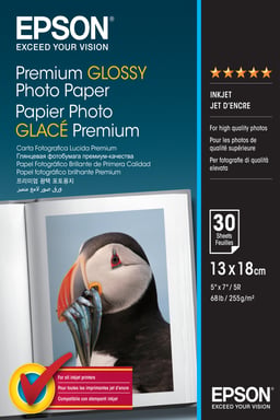 Epson Papier Photo Premium Brillant 13x18 30 Feuilles 255 G/m²