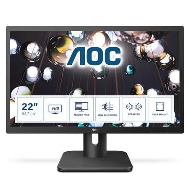 AOC E1 22E1D écran plat de PC 54,6 cm (21.5'') 1920 x 1080 pixels Full HD LED Noir
