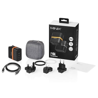 Adaptador cargador de pared Minix P4K, 2*USB 3.2, puerto UHD 4K@30Hz, puerto de carga rápida Type-C PD60W