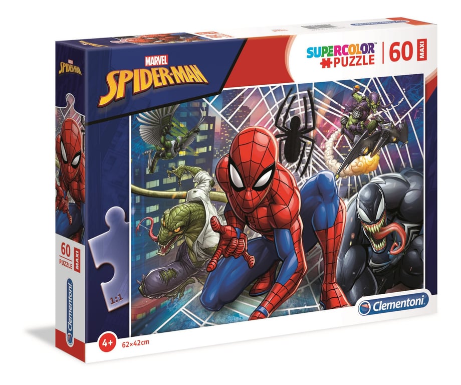 Clementoni 26444 Marvel Supercolor Spiderman 60 Maxi Pièces Puzzle du Dessin Animé Jeu de Création et Logique pour Enfants à partir de et Plus - vue 2
