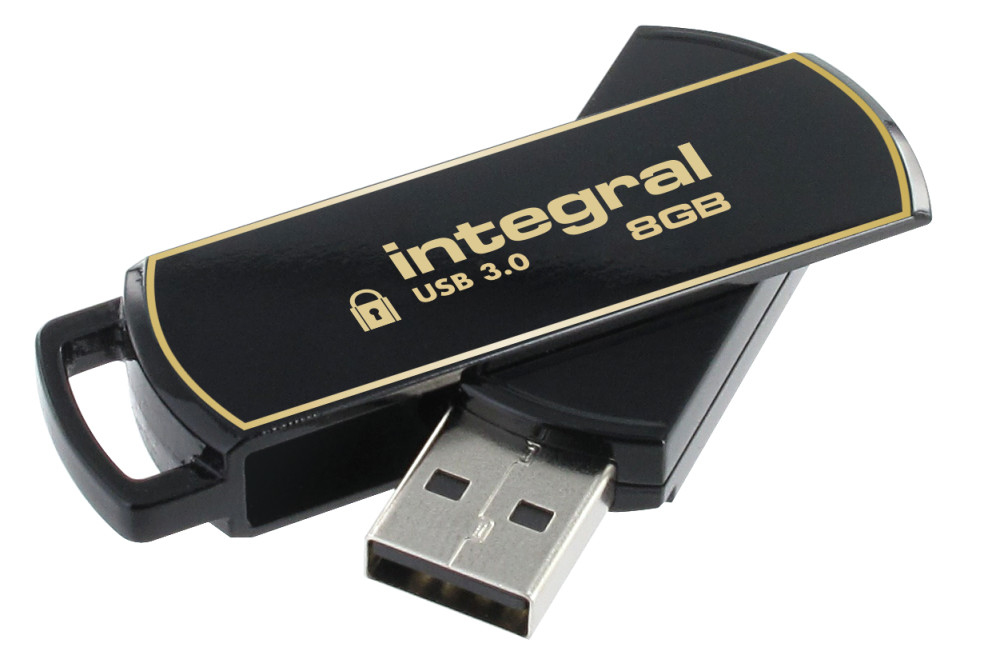 Integral 8GB Secure 360 Encrypted USB 3.0 lecteur USB flash 8 Go USB Type A 3.2 Gen 1 3.1 Gen 1 Or Neuf