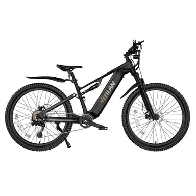 Bicicletta elettrica VITILAN M5 con sospensioni complete, batteria 48V 15Ah, cambio Shimano a 9 velocità - nera