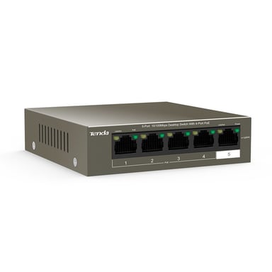 Tenda TEF1105P-4-38W switch No administrado L2 Fast Ethernet (10/100) Energía sobre Ethernet (PoE) Gris