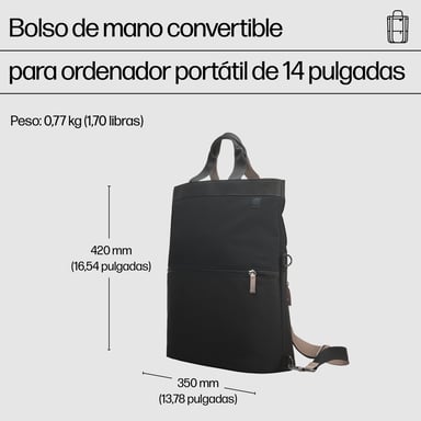 HP Bolso de mano de mochila para ordenador portátil convertible de 14 pulgadas