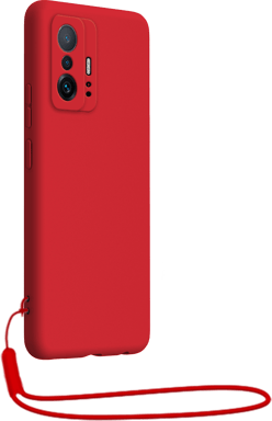Coque Xiaomi 11T / 11T Pro Silicone + dragonne assortie Rouge Bigben