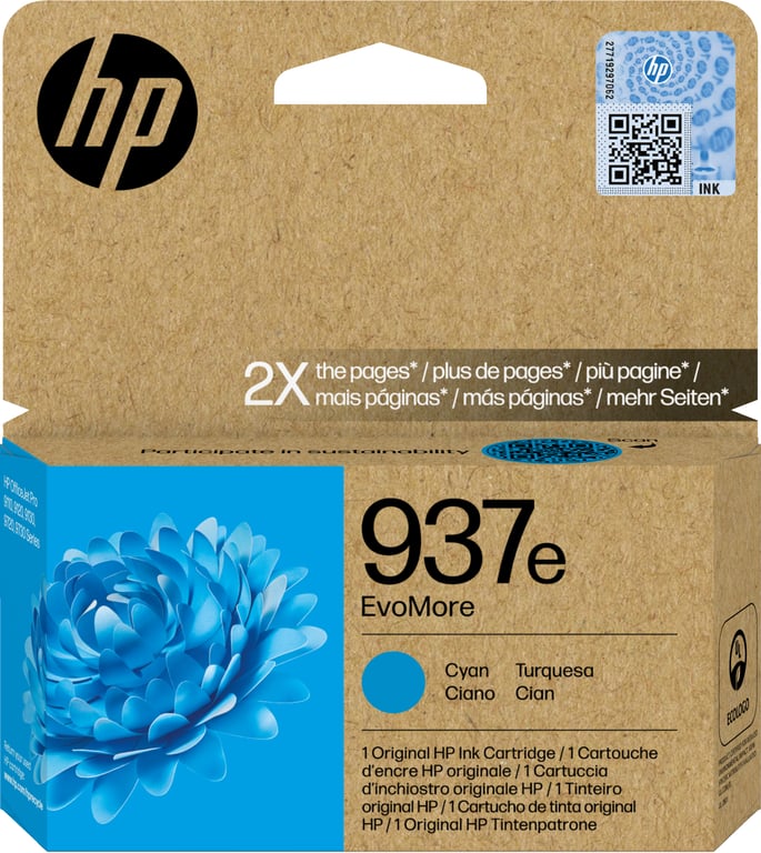 HP 937e Evomore 4S6W6NE Cyan Ink Crtg - Neuf