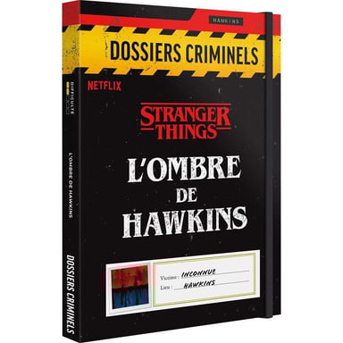 Jeu d'enquête narratif ASMODEE Dossiers Criminels Stranger Things — L'ombre de Hawkins, coffret rigide français, noir/jaune/rouge