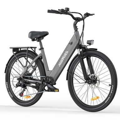 HillMiles MileCity bicicletta da turismo elettrica 250 W 26 pollici 36 V 13 Ah con sensore di coppia-Grigio