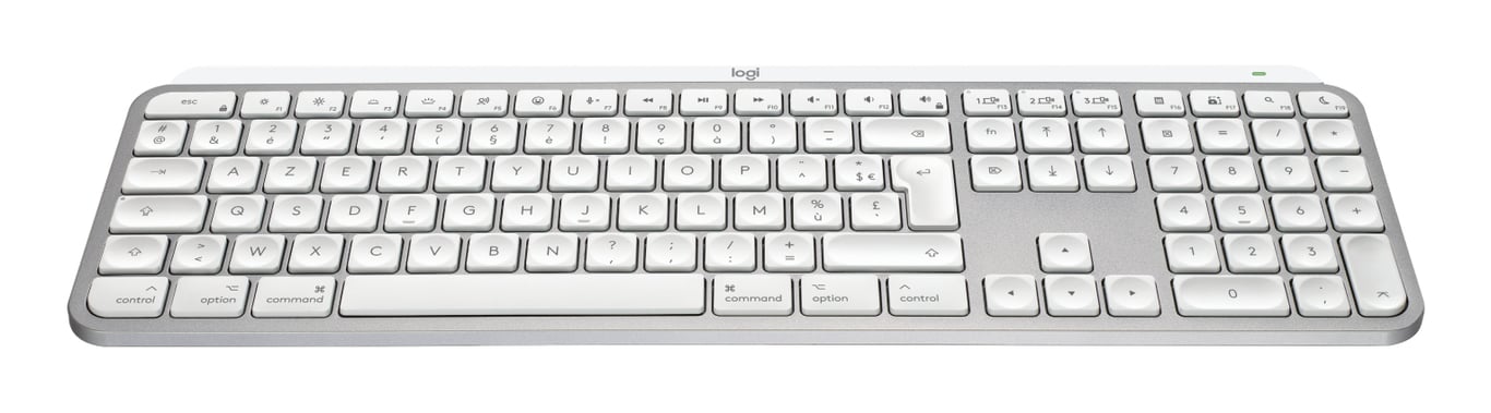 Logitech MX Keys S for Mac clavier Bureau RF sans fil + Bluetooth AZERTY Français Aluminium, Blanc