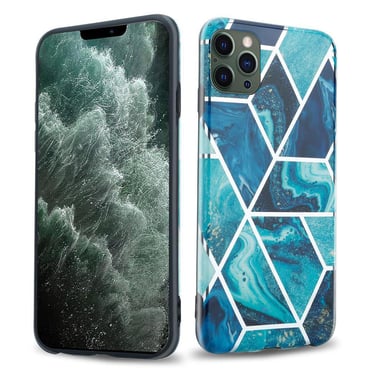 Coque pour Apple iPhone 12 PRO MAX en Marbre Bleu Vague No. 13 Housse de protection Étui en silicone TPU avec motif mosaïque