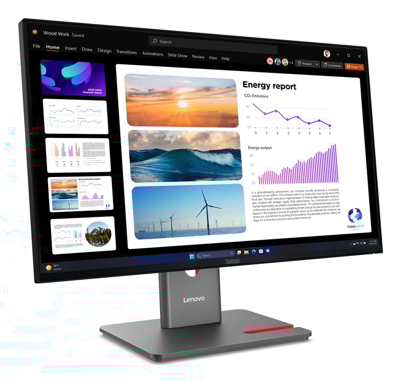 Lenovo ThinkVision P24Q 40 écran plat de PC 60 5 cm 23.8 2560 x 1440 pixels Quad HD LCD Neuf - vue 3