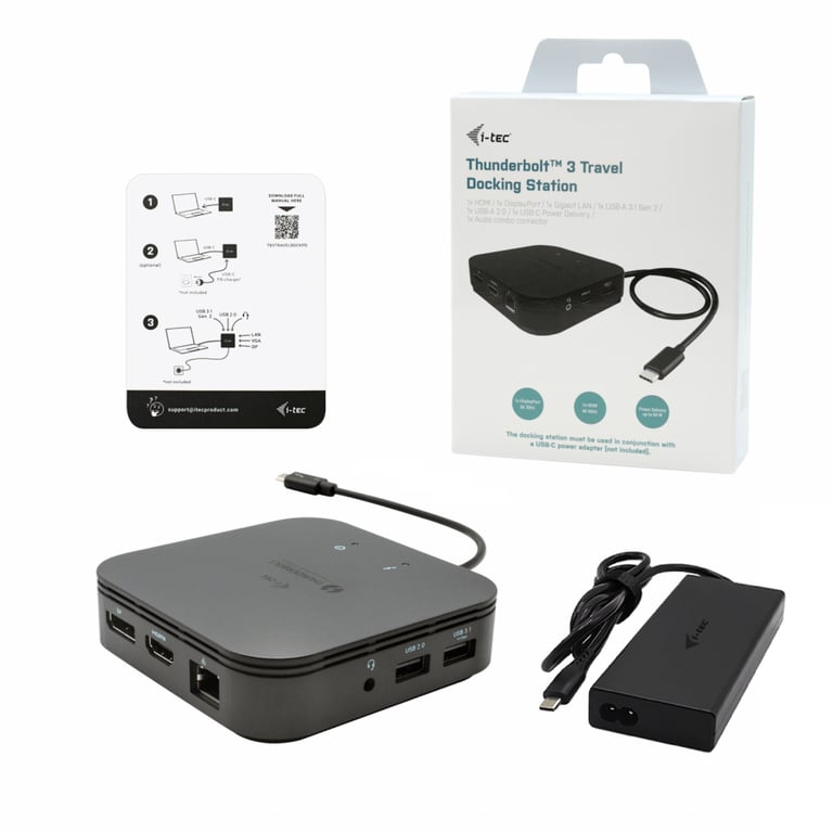i tec Thunderbolt 3 Travel Dock Dual 4K Display with Power Delivery + Universal Charger Neuf - vue 3