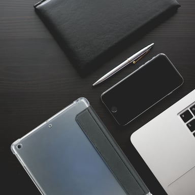 Funda protectora Folio iPad 10.2'' 2021/2020/2019, iPad 9/8/7 Gen, con esquinas reforzadas y barra para stylus, transparente/negro