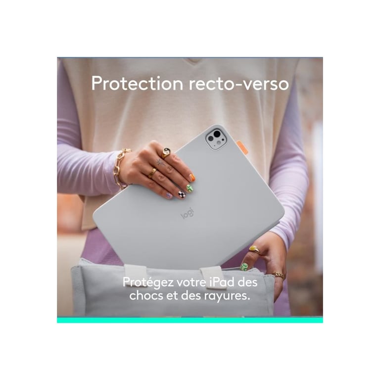 Etui clavier - Flip Folio - Pour iPad et iPad Air 11 pouces (M4 et M5) (M2 et M3) (5e génération - 2024) - Graispâle - Neuf