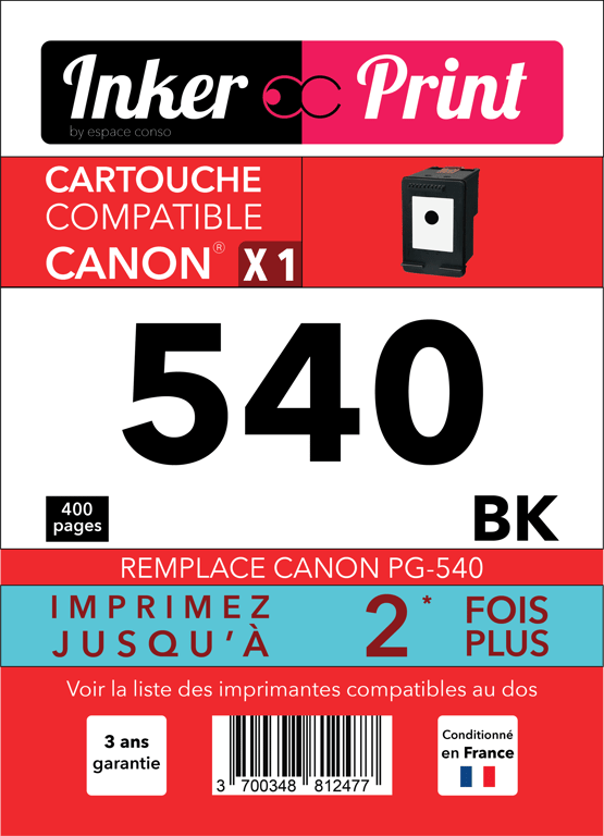 Cartouche d'encre recyclée compatible avec CANON PG-540 XL (Noir)