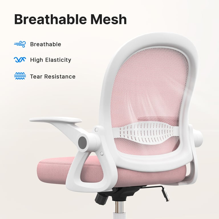 Chaise de bureau ergonomique en maille avec dossier moyen accoudoirs relevables soutien lombaire et fonction pivotante Neuf - vue 5