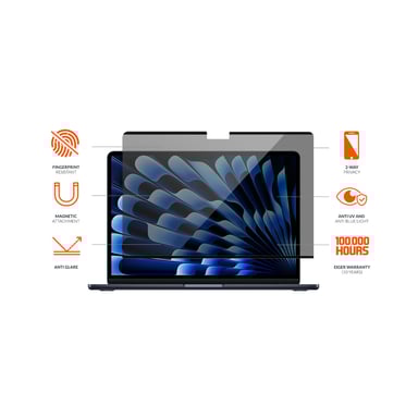EIGER Mountain Glass - Verre Trempe Premium 2.5d Privacy pour Macbook Air 13 pouces (2022 - 2025)