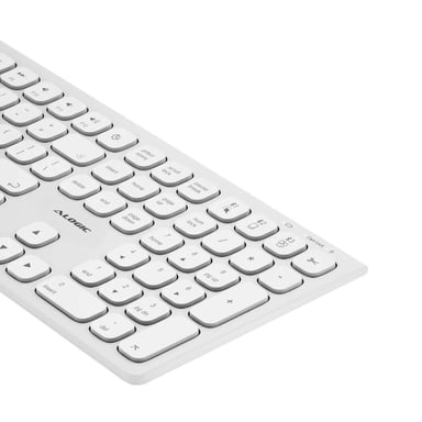 A-Logic Echelon Teclado AZERTY inalámbrico recargable USB-C con 7 botones programables Blanco