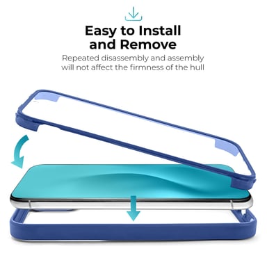 Moozy Case 360 para Samsung A23 5G/4G - Funda transparente con borde azul, protección completa de doble cara, funda con protector de pantalla integrado