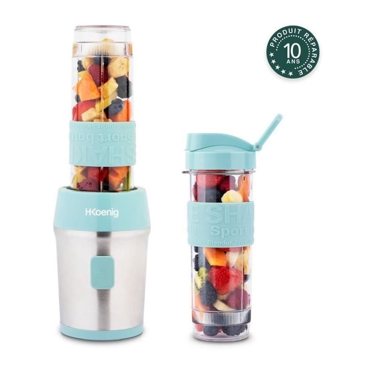 Mini Blender H.Koenig SMOO9 – 300W, 570mL, 4 Lames Inox, 2 Gourdes Incluses - vue 4