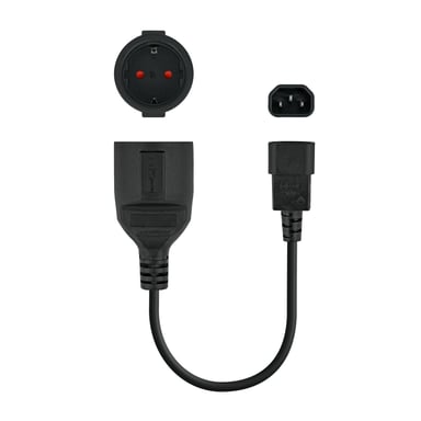 Cavo adattatore Nanocable per UPS C14 maschio a CEE7 femmina 16A 0,25m - Colore nero