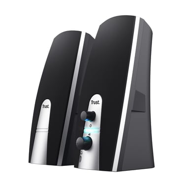 Trust 24660 set d'enceintes 5 W PC/ordinateur portable Noir, Métallique 2.0 canaux