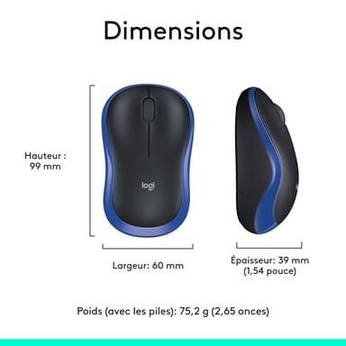 LOGITECH - ratón óptico inalámbrico - M185 Azul