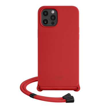 Custodia a tracolla in morbido silicone gel per Apple iPhone 12 Pro Max, rosso fuoco
