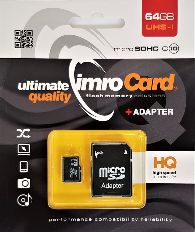 Imro 10/64G UHS-I ADP mémoire flash 64 Go MicroSDHC Classe 10