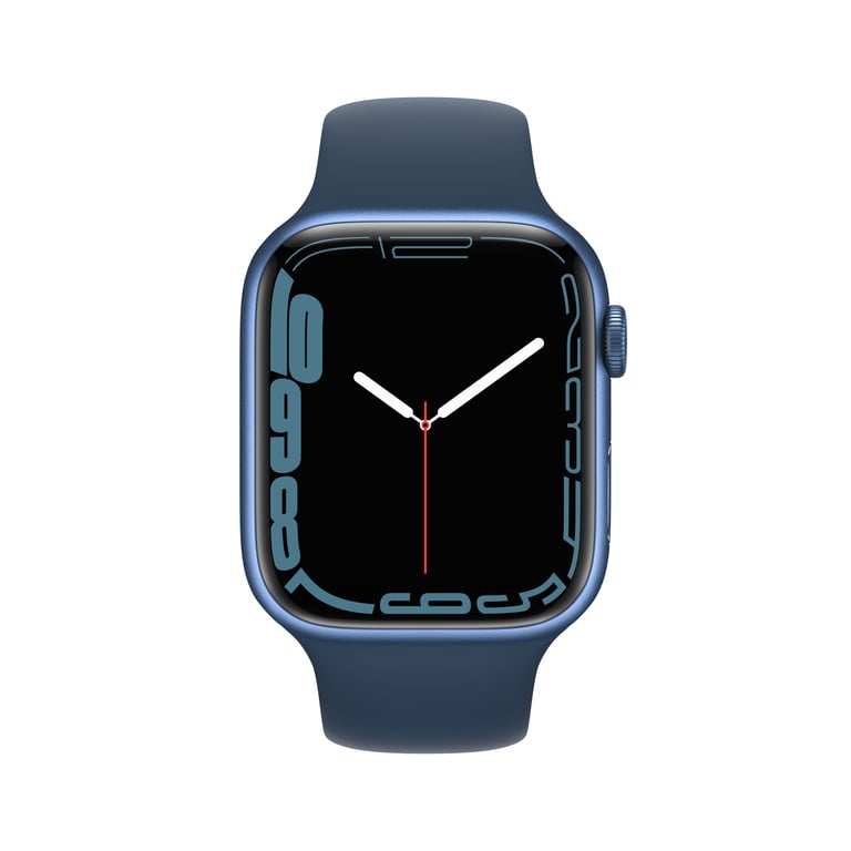 Watch Series 7 (GPS) Boîtier en Aluminium Bleu de 45 mm, Bracelet Sport Bleu Abysse