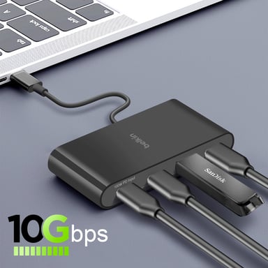 Belkin Concentrador USB C Power Delivery 100W 4x USB C Sincronización Rápida Negro
