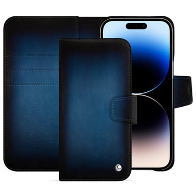 Housse cuir Apple iPhone 15 Pro Max -  - Bleu - Cuir patine