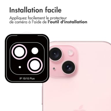 imoshion Lot de 2 protections d'objectif de caméra pour Apple iPhone 15 / 15 Plus - Pink
