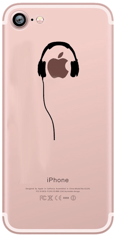 Coque Silicone IPHONE 7 Casque Fun APPLE Ecouteurs Pomme Musique Transparente Protection Gel Souple